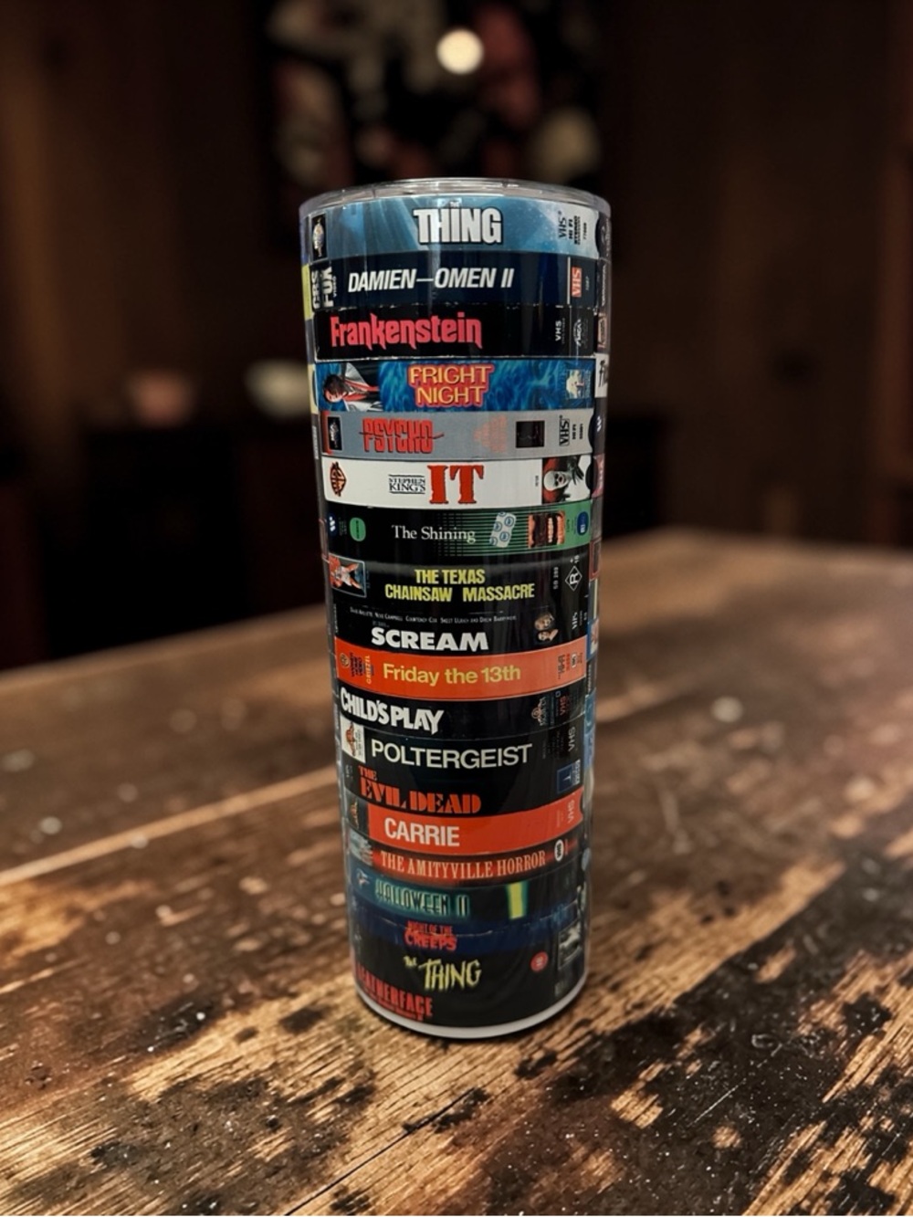 Vintage Horror VHS Tumbler | Retro Scary Movie Drinkware | Spooky Aesthetic Cup